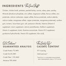 Ingredients list and nutritional information for a product on a beige background
