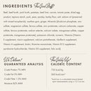 Ingredients list and nutritional information for a product on a white background