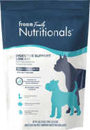 Dog food package with 'Fromm Family Nutritionals' branding on a blue and white background