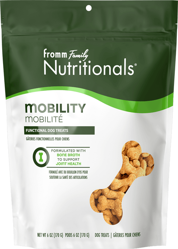 Package of Fromm Family Nutritionals Mobility dog treats on a white background