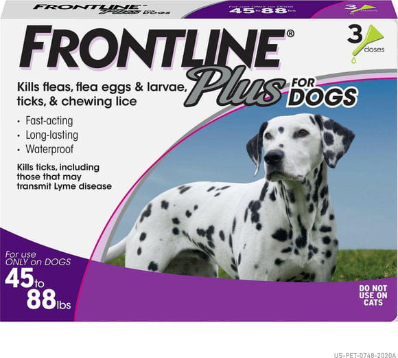 Frontline Plus for Large Dogs (45-88 lbs) Purple Box, 3 Doses