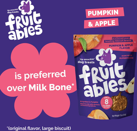 Fruitables Pumpkin & Apple Flavor Baked Dog Treats (7 oz) - Soft & Chewy Dog Treats 10