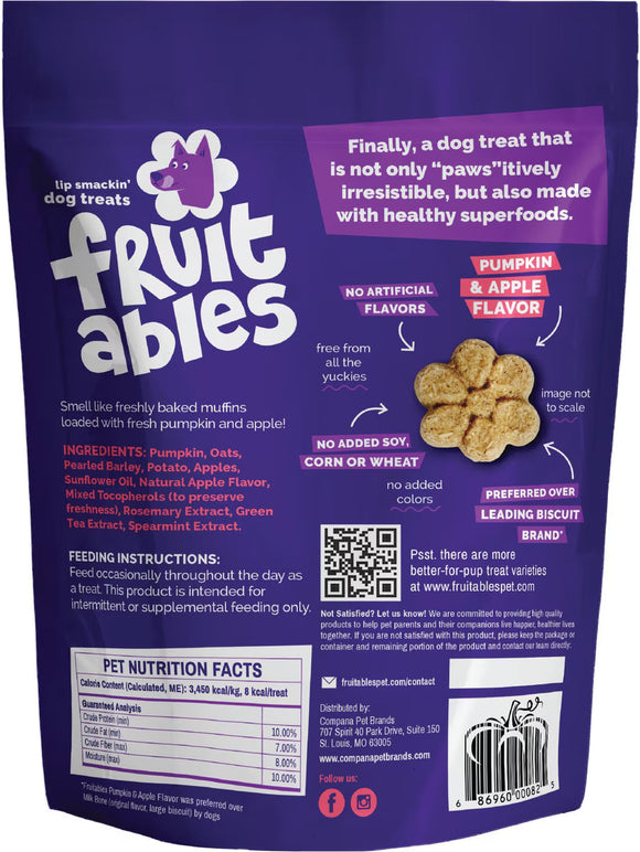 Fruitables Pumpkin & Apple Flavor Baked Dog Treats (7 oz) - Soft & Chewy Dog Treats 4