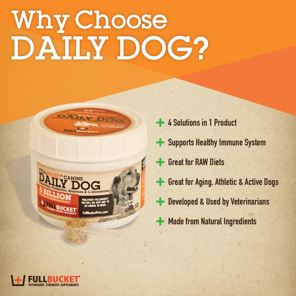 Fullbucket Canine Daily Dog Kennel Size (435g 150 servings) - Dog Digestive & Probiotics Supplements 7