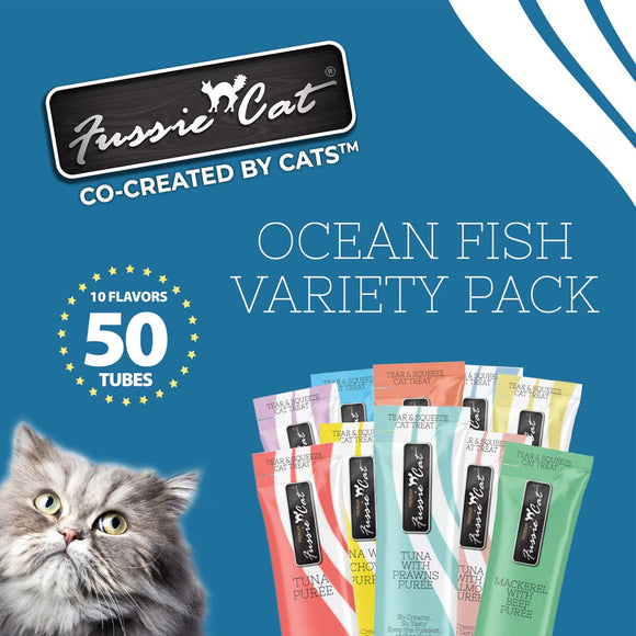 Fussie Cat 10 Flavors Variety Lickable Cat Treats 0.5-oz tube 50 count - Cat Treats 7