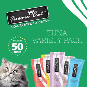 Fussie Cat 5 Flavors Variety Lickable Cat Treats 0.5-oz tube 50 count - Cat Treats 2