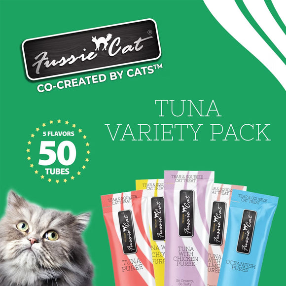 Fussie Cat 5 Flavors Variety Lickable Cat Treats 0.5-oz tube 50 count - Cat Treats 2