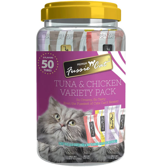 Fussie Cat 5 Flavors Variety Lickable Cat Treats 0.5-oz tube 50 count - Tuna & Chicken - Cat Treats 8