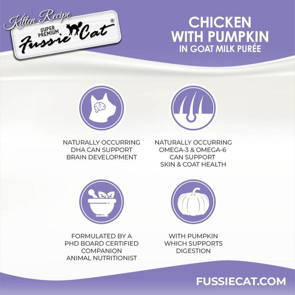 Fussie Cat Chicken with Pumpkin in Goat Milk Puree Lickable Kitten Recipe 0.5-oz tube 4-count - Cat Treats 6