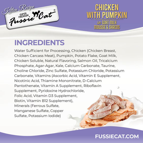 Fussie Cat Kitten Recipe Chicken with Pumpkin in Goat Milk Mousse & Shreds 24-pack - Cat Food 5