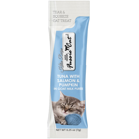 Fussie Cat Tuna Salmon & Pumpkin in Goat Milk Puree Lickable Kitten Recipe 0.5-oz tube 4-count - Cat Treats 1
