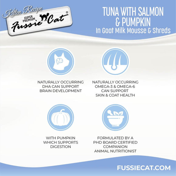 Fussie Cat Tuna with Salmon in Goat Milk Mousse Kitten Pouch 1.5-oz case of 12 - Cat Treats 7
