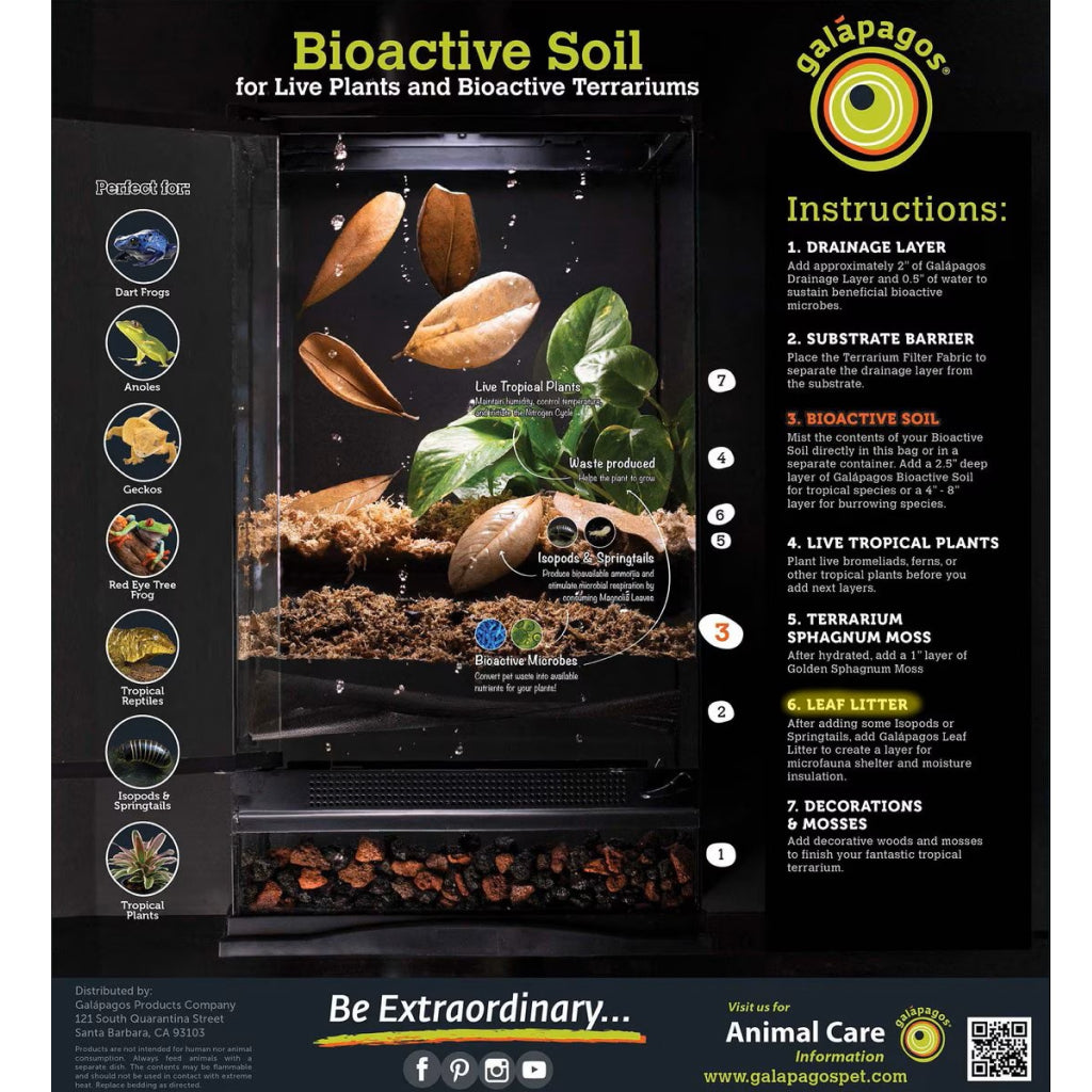 bioactive terrarium plants Galapagos Bioactive Tropical Soil Substrate Stand-Up Pouch