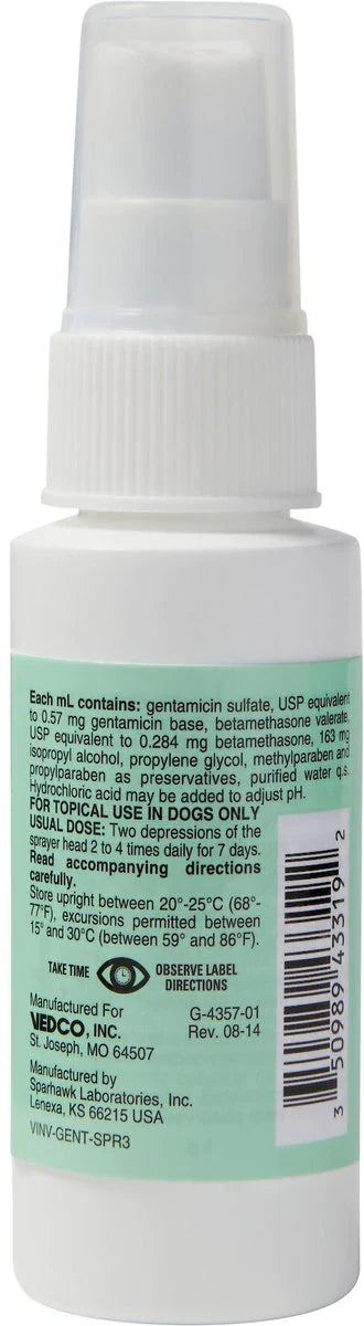 Gentamicin / Betamethasone (Generic) Topical Spray for Dogs 60ml - Pet Medicine 2