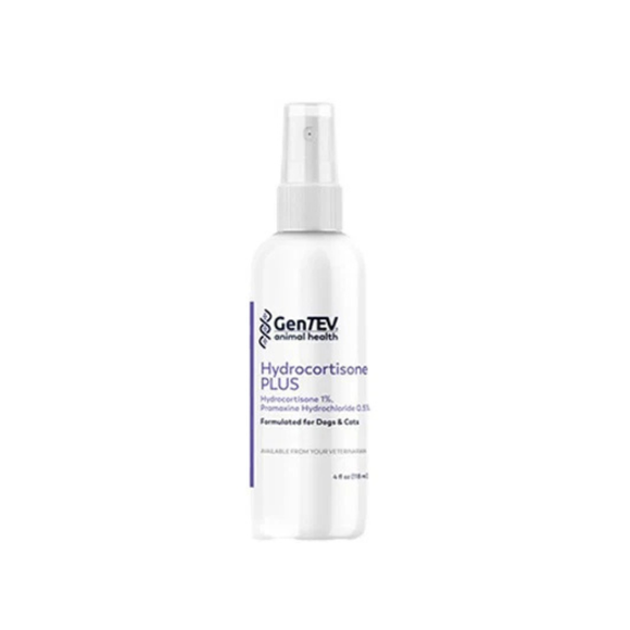 Gentev Hydrocortisone Plus 1% Spray 4 oz - Skin Coat & Wound Care for Dogs & Cats 1