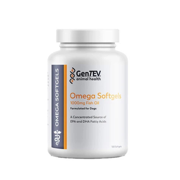 Gentev Omega Softgels 1000mg Fish Oil for Dogs 180 Count - Omega-3 Supplement 1