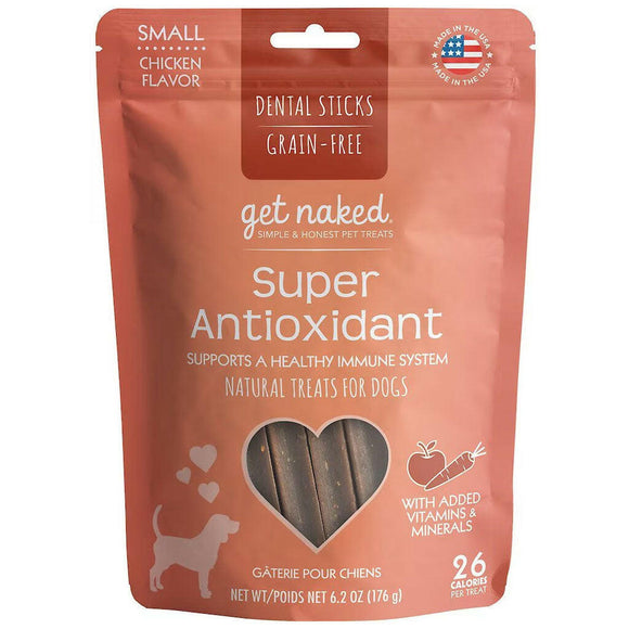 Get Naked Super Antioxidant Grain-Free Dental Stick Dog Treats, Large, 6 count