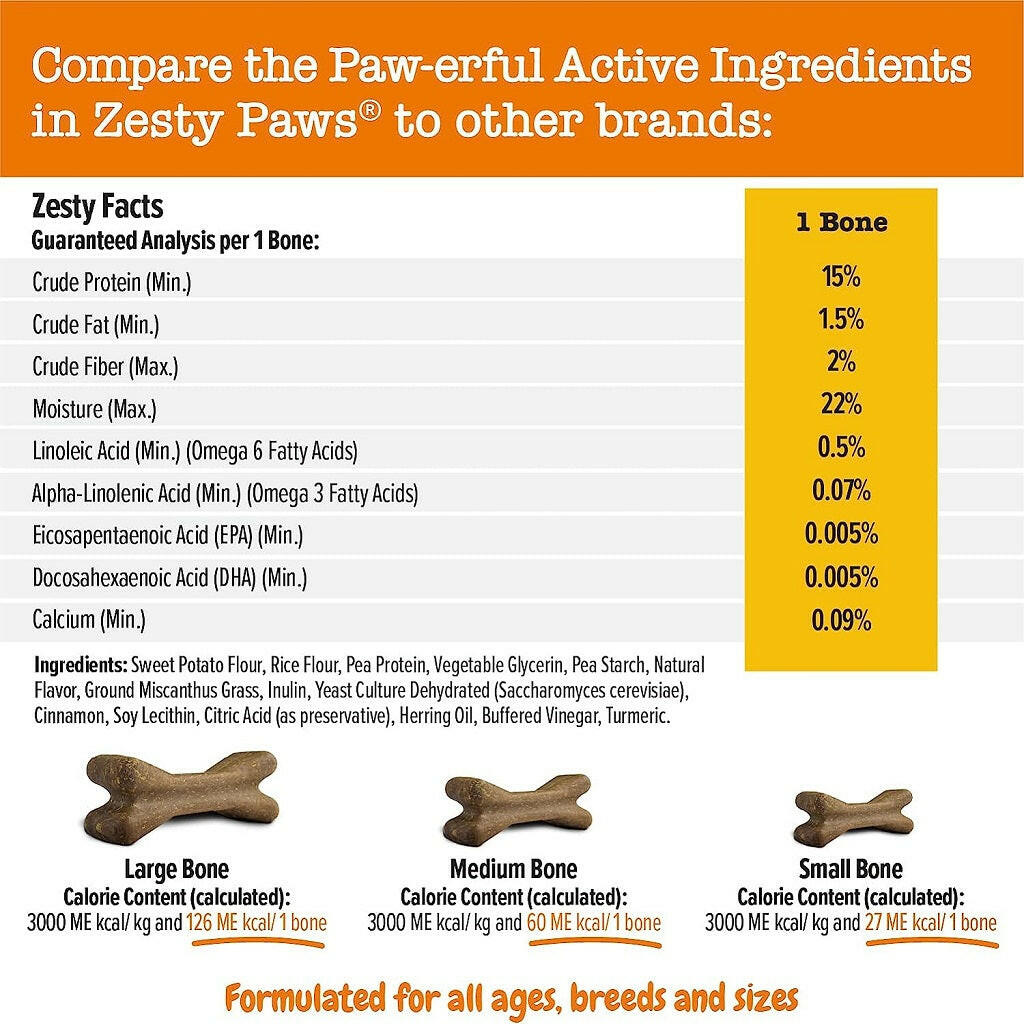 Zesty Paws All-in-One Functional Dental Bone Chews For Small Dogs (28 bones)