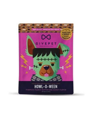 GivePet Howl-O-Ween Pumpkin, Peanut Butter & Honey Flavor Soft Dog Treats, 6-oz