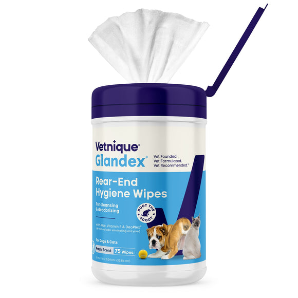 Glandex Anal Rear End Gland Hygienic Pet Wipes for Cats and Dogs - 75 ct - Pet Cleaning Supplies 1