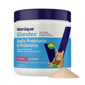 Glandex Daily Prebiotic & Probiotic Powder for Cats Tuna Flavor 4 oz - Cat Digestive & Probiotics Supplements 1