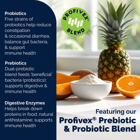 probiotics and prebiotics and digestive enzymes in Glandex chews