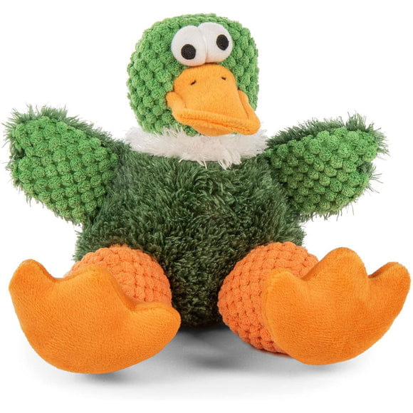 GoDog Checkers Sitting Duck Squeaky Plush Dog Toy