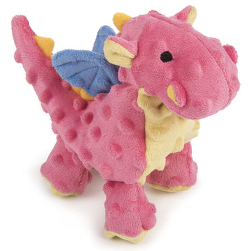 goDog Dragons with Chew Guard Technology Tough Plush Toy For Dogs, Coral