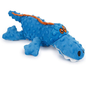 GoDog Gators Chew Guard Squeaky Plush Dog Toy Blue Large - Dog Toys 2