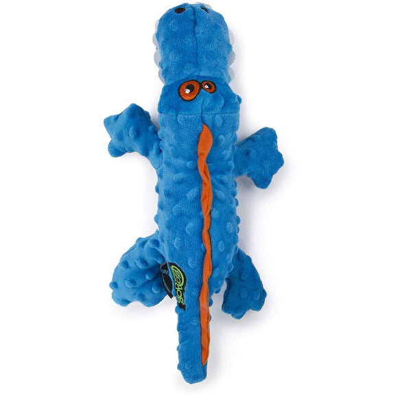 GoDog Gators Chew Guard Squeaky Plush Dog Toy Blue Large - Dog Toys 7
