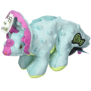 GoDog Teal Dinos Frills Chew Guard Squeaky Plush Dog Toy Small - Dog Toys 1