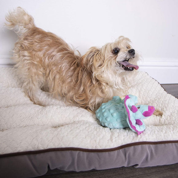 GoDog Teal Dinos Frills Chew Guard Squeaky Plush Dog Toy Small - Dog Toys 4