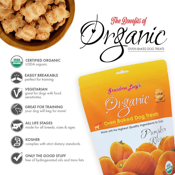 Grandma Lucy’s Organic Oven Baked Pumpkin Treats For Dogs (14 oz) - Dog Treats 2