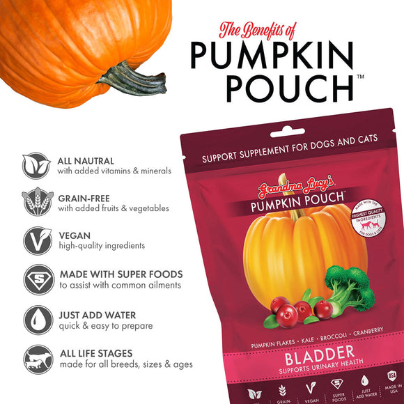 Grandma Lucy’s Pumpkin Pouch Bladder Freeze-Dried Dog & Cat Food Topper for Dogs & Cats - 6oz - Freeze-Dried Dog & Cat