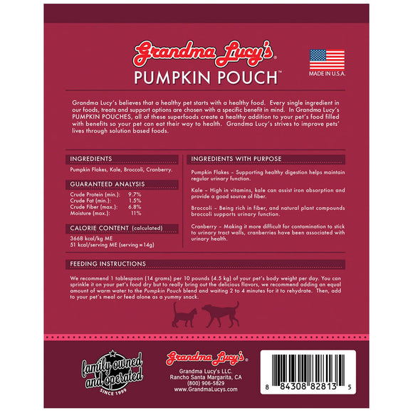 Grandma Lucy’s Pumpkin Pouch Bladder Freeze-Dried Dog & Cat Food Topper for Dogs & Cats - 6oz - Freeze-Dried Dog & Cat