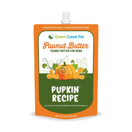 Green Coast Pet Pawnut Butter Pupkin Recipe Peanut Butter with Pumpkin for Dogs - 6-oz pouch - Soft & Chewy Dog Treats 1