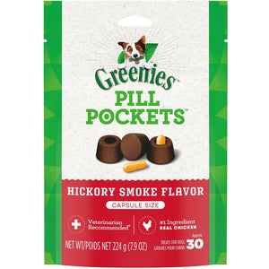 Greenies Canine Pill Pockets Hickory Smoke Flavor, Capsule Size