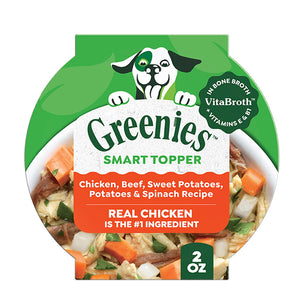 Greenies Smart Topper Chicken Beef Sweet Potatoes Potatoes & Spinach Recipe for Dogs 2-oz case of 10 - Dog Food Toppers