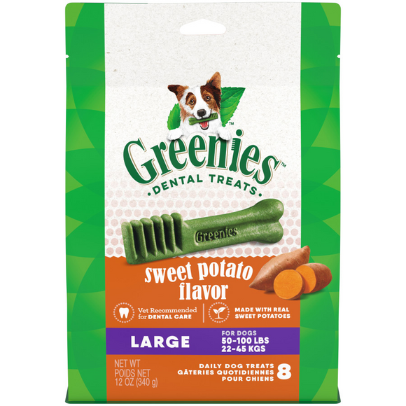 GREENIES Sweet Potato Large Dental Treats - 8-ct - Dog Dental Chews & Treats 10
