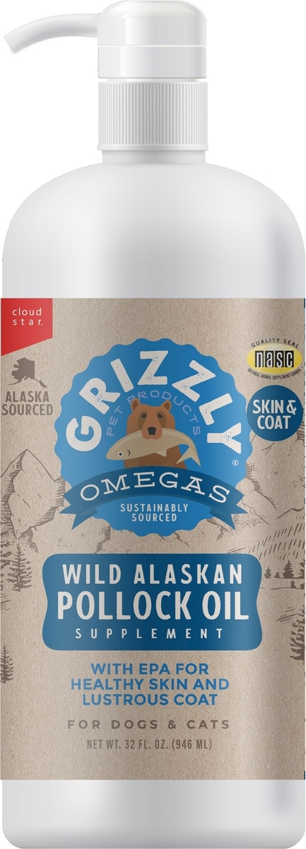 Grizzly Wild Alaskan Pollock Oil Supplement for Dogs & Cats - 32 ounce - Dog Supplements & Vitamins 1