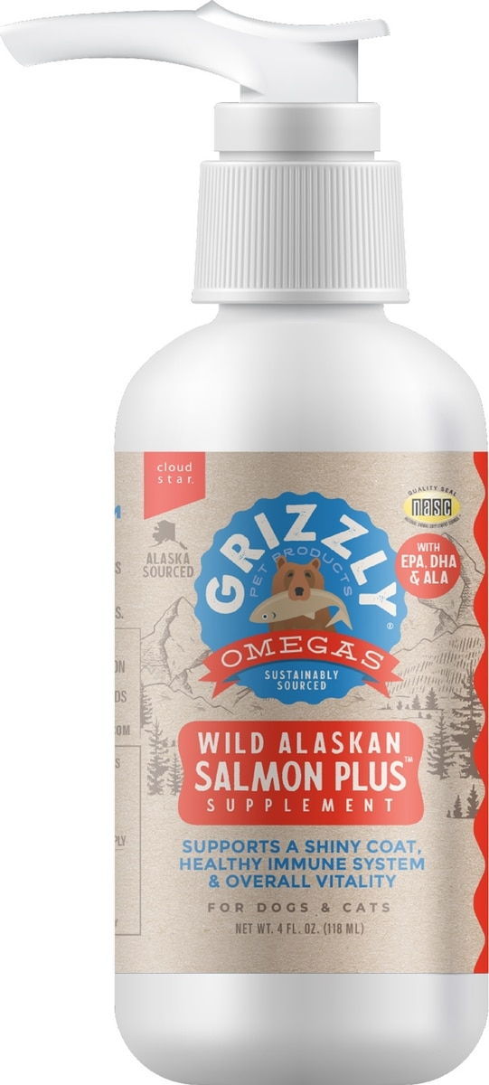 Grizzly Wild Alaskan Salmon Oil Plus Supplement For Dogs & Cats - 4 oz - Dog Food 14