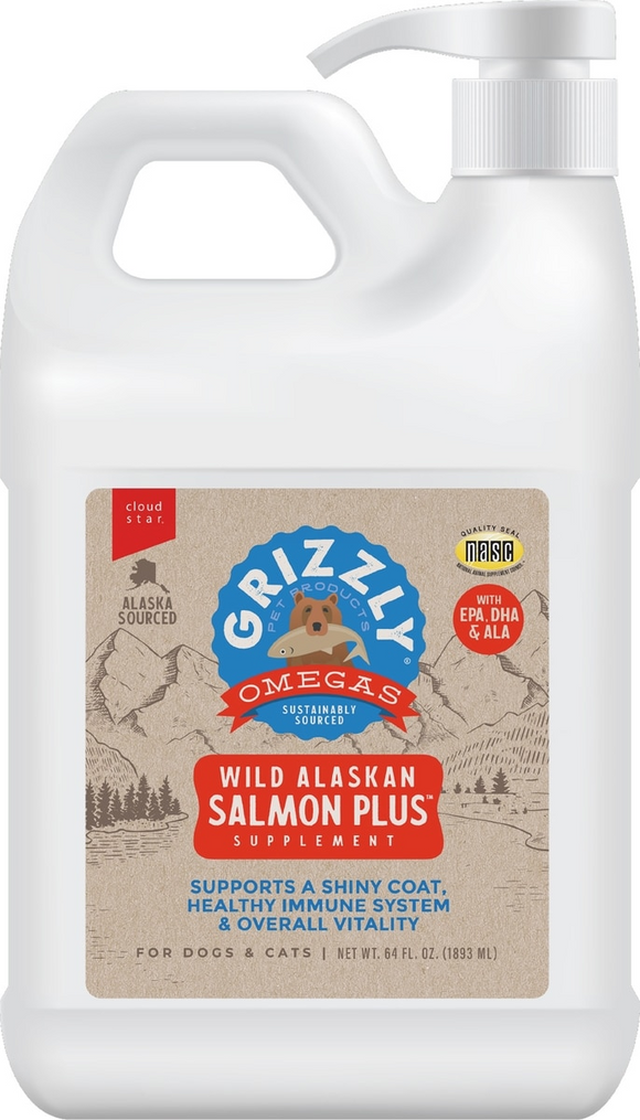 Grizzly Wild Alaskan Salmon Oil Plus Supplement For Dogs & Cats - 64 oz - Dog Food 15