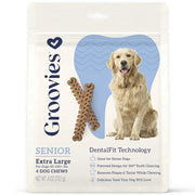Groovies Senior Dental Chews for Extra Large Dogs 51-100+ lbs - 4 chews - Dog Treats 10