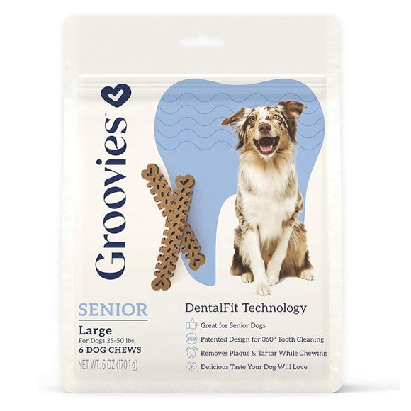 Groovies Senior Dental Chews for Large Dogs 25-50 lbs - 6 chews - Dog Treats 9
