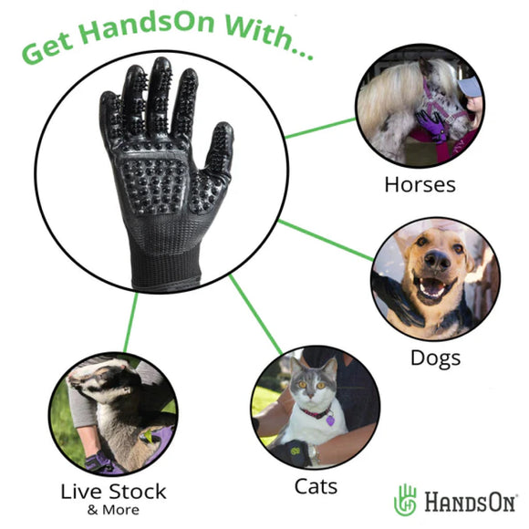 HandsOn Bathing & Grooming Gloves - Black (Small)