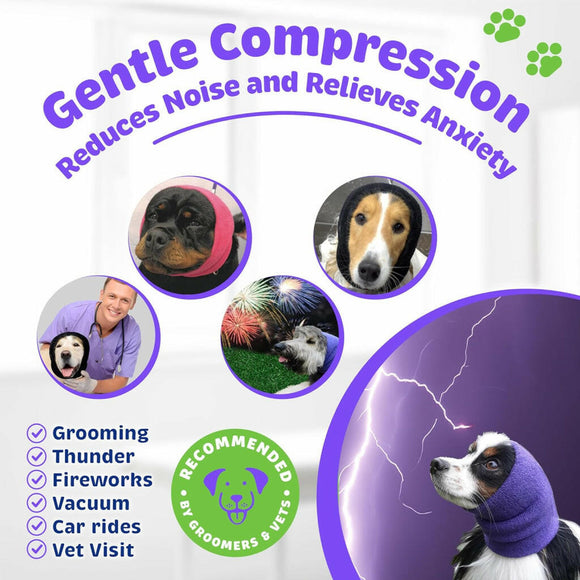 Happy Hoodie Calming Cap For Dogs PURPLE -2 pack ( 1 large 1 small)