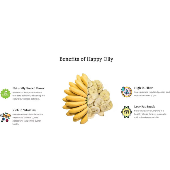 Happy Olly Happy Olly Freeze Dried Banana Slices- Single Ingredient Dog Treats 2-oz - Dog Treats & Chews 8