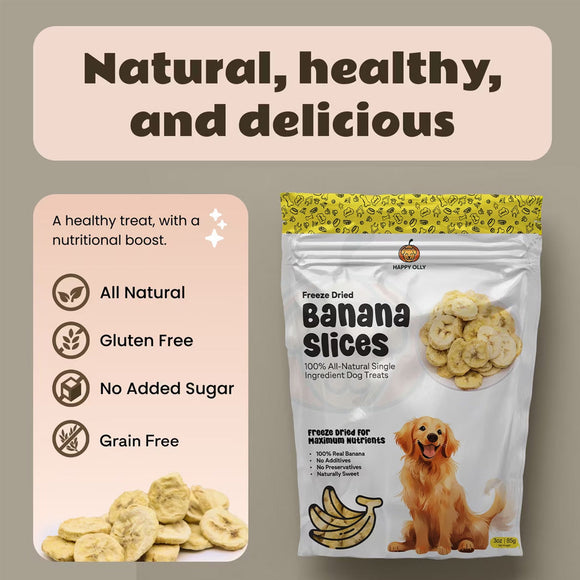 Happy Olly Happy Olly Freeze Dried Banana Slices- Single Ingredient Dog Treats 2-oz - Dog Treats & Chews 4