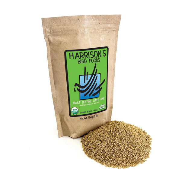Harrison’s Bird Foods Adult Lifetime Super Fine Organic Pellet Food for Small Birds 1-lb - Bird Food 1