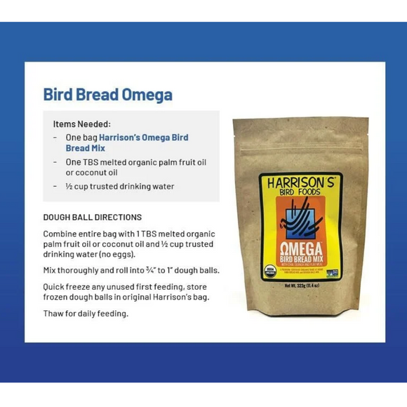 Harrison’s Bird Foods Bird Bread Mix Omega Organic Powder Bird Food 1-lb - Bird Food 5